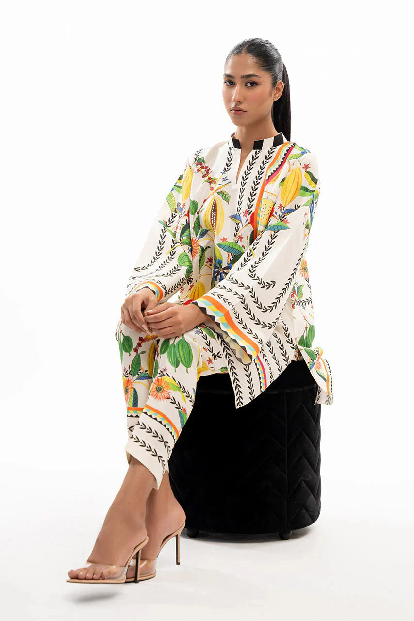Lush Tropical Colorful Nature Inspired Tunic & Pant Set For Women